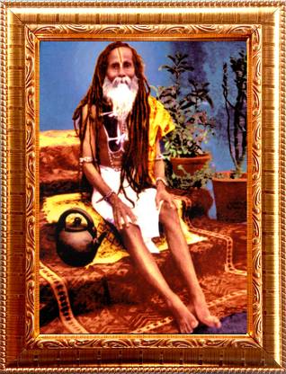 Deshkart OMKARNATH THAKUR GOLDEN PHOTO FRAME SMALL SIZE (6.5 X 8.5) INCH RECTANGULAR Religious Frame