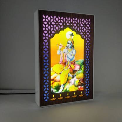 Regalo Casila Lord Krishna Photo Frame With Led Light Home Décor Pooja Room Religious Frame