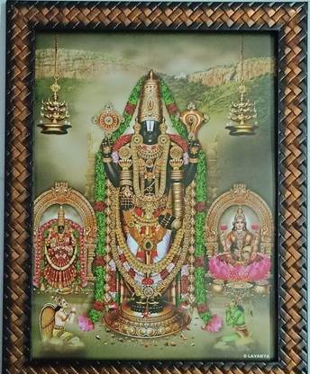 VGS MARKETINGS Tirupathi Venkateswara Swamy Balaji with Lakshmi Padmavati Religious Frame