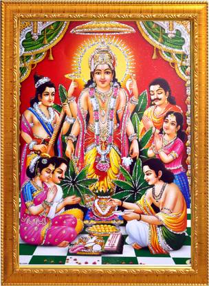 Sunframing Satyanarayan ji photo frame with laminated sheet . size [ 5x7 inch ] Religious Frame