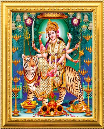 NDFRAME Nav durga/Mahishasura Mardini/DURGA MAA Photo Frame Laminated 9.5ix11.5inches Religious Frame