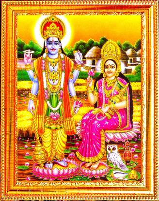SUNINOW LORD VISHNU JI WITH MAHALAKSHMI Religious Frame