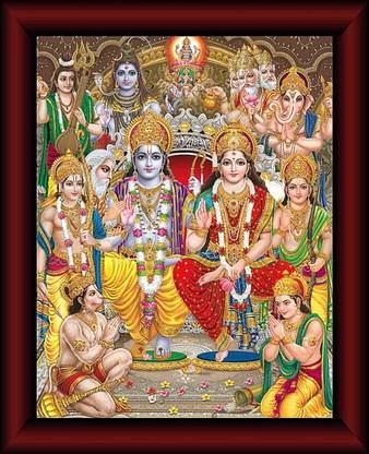 SL GIFTS Ram Darbar UV Textured Multi - Effect Painting Digital Repaint 9x12 Inch Frame Religious Frame
