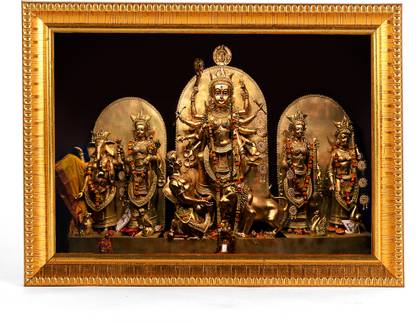 PrintShare Image of Goddess Durga together with Ganesh, Lakshmi, Sarasvati and Kartik, Religious Frame