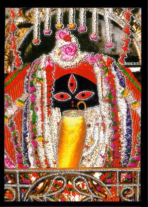 Deshkart KALI MATA KALIGHAT (5 Inch X 7 Inch) Laminated Photo With Back Support Mount Religious Frame
