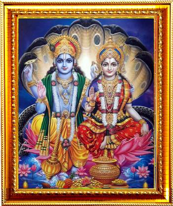ANSHIKASTYLE ANSHIKASTYLE golden vishnu saraswati photo frame best for pooja room size A4 Religious Frame