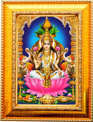 Nuoshopping Laxmi Mata For Diwali Pooja, laxmi mata devi, MAA LAXMI, DHAN LAXMI,(8X12)A4 Religious Frame