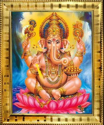 Maharajas God Ganesh Hindu God Digital Printed 7 X 5 inch Photo Frame Religious Frame