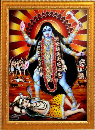 Sunframing Kali mata ji photo frame with laminated sheet . size [ 5x7 inch ] Religious Frame