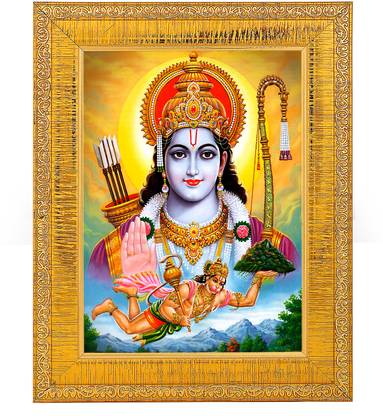 PrintShare Religious Image of Shri Ram Bhagwan with Hanumanji Religious Frame