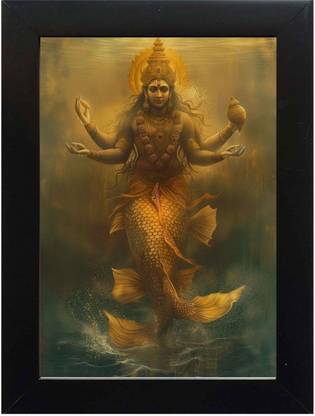 PY Creation Lord Vishnu Matsya Avatar Photo Frame Religious Frame