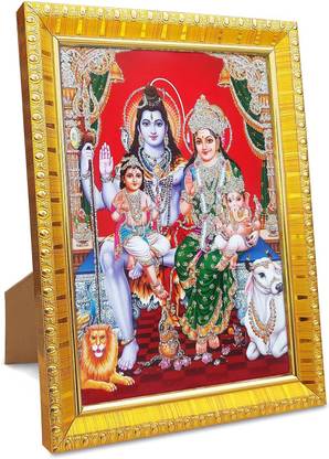 koshtak Shiva Parvati / Shiv parivar with Ganesh kartikeya ji nandi shivling Religious Frame