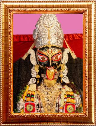 Deshkart BORO MAA KALI GOLDEN PHOTO FRAME SMALL SIZE (6.5 X 8.5) INCH RECTANGULAR Religious Frame