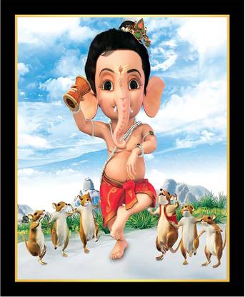 PRANVIGIFTS PHOTO FRAME WITH GANU IMAGE 8X10 Religious Frame