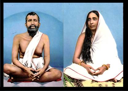 Deshkart RAMAKRISHNA SARADADEVI (7X5) inch Laminated Photo frame With Back Support Mount Religious Frame