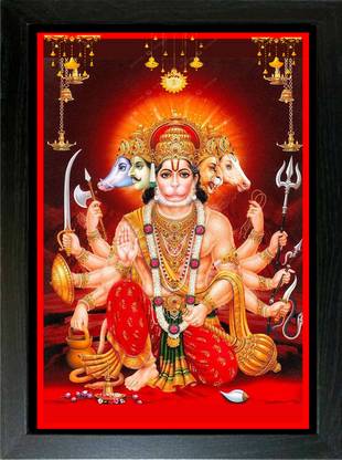 LOKANJ PANCHMUKHI HANUMAN PHOTO FRAME | BAJARANGBALI SIZE 33*23 CM Religious Frame