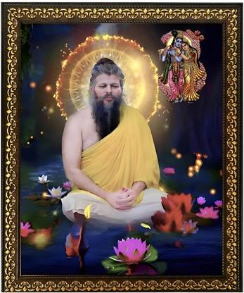 BAJAJ CREATIONS Shri Premanand Govind Sharan Ji Maharaj Religious photo frame Digital Reprint 12 inch x 10 inch Painting