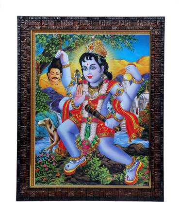 Dharmikk Kaal Bhairav wooden Photo Frame with Wall Hook, 1 Piece Religious Frame