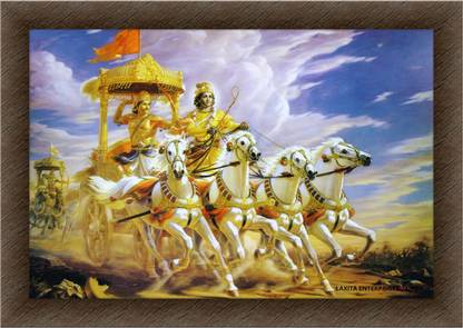 LAXENT Mahabharat Krishna Arjuna Wall Photo Frame –A3 Size (12x18) for Home, office Religious Frame