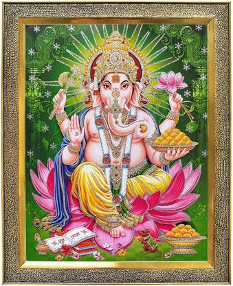 koshtak Ganesh Ganpati Ji On Lotus Religious Frame