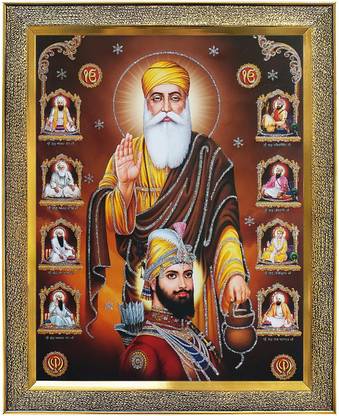 koshtak Guru Nanak Dev Ji & Guru Govind Singh Ji With All Sikh Gurus Religious Frame