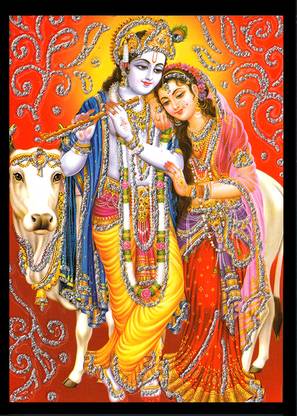 Deshkart KRISHNA RADHA (5 INCH X 7 INCH) LAMINATED PHOTO WITH BACK SUPPORT MOUNT Religious Frame
