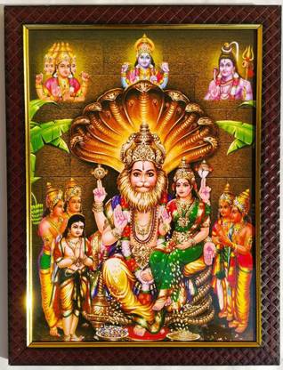 TPT Lakshmi Narasimha Swamy Lord Narsingh Bhagwan | Size (10x13 Inch) Religious Frame