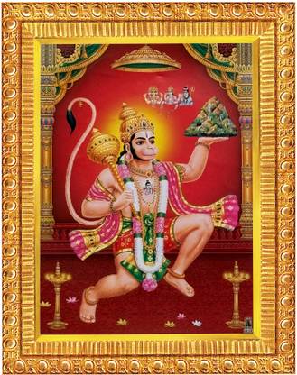 koshtak Hanuman/Bajrangbali Photo Frame With Dronagiri Mountain Religious Frame