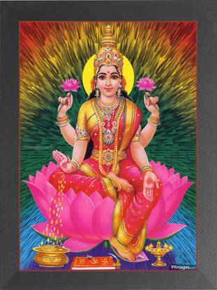 DECORPRINT DESIGN Laxmi Mata For Diwali Pooja, laxmi mata devi, MAA LAXMI, DHAN LAXMI,(8X12)A4 Religious Frame