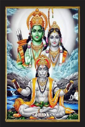 PRANVIGIFTS RAM SEETA JI WITH HANUMAN Religious Frame