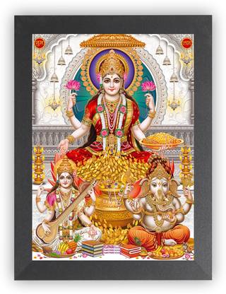 Nuoshopping Lakshmi Ganesh , dhanteras, Diwali Pooja, Dhanteras, Religious frame (A4) Religious Frame