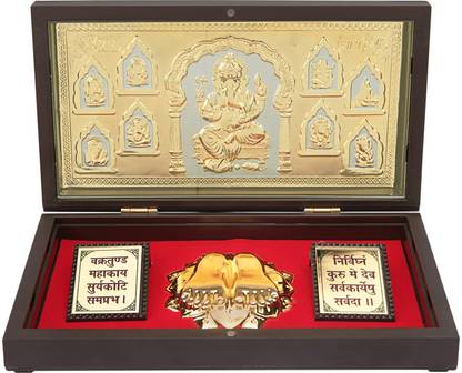 Arnavira Gold Plated Ashtavinayak Ganpati Ganesha Photo Frame With Charan Paduka Religious Frame
