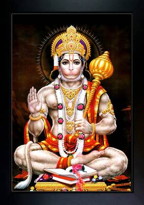 lvy LVY Bajrangbali / hanuman ji Photo Frame For Puja Room & Wall (8x10 Inch) Religious Frame