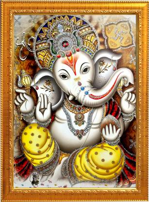Sunframing Ganesh ji photo frame with laminated sheet . size [ 9x11 inch] Religious Frame