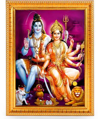 PrintShare Religious Image of Shiva And Parvati giving blessings Religious Frame
