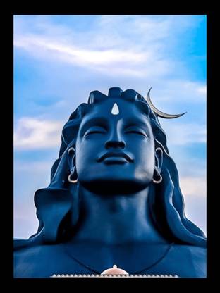 DIGITOUCH DESIGN Adiyogi Shiva Photo frame,6 X 8 In, Shiva Statue photo with Glass,small size, Religious Frame