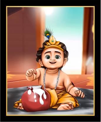 PRANVIGIFTS PHOTO FRAME WITH BAL KISHAN IMAGE 8X10 Religious Frame