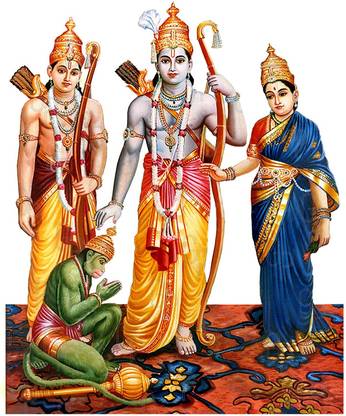 Giriram Photos Sri Kothandaramar, Sita, Lakshman & Hanuman-Small Size (6" x 4") Photo Cutout Religious Frame