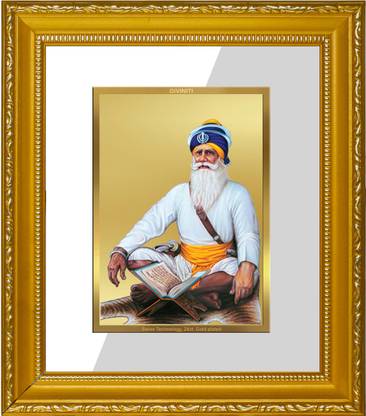 DIVINITI Baba Deep Singh Gold Plated Wall Photo Frame, Table Décor Religious Frame