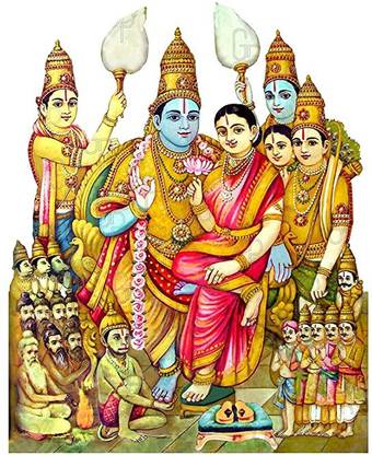 Giriram Photos Lord Shri Ram Darbar/Ram Pattabhishekam Medium Size (8"x7") Photo Wooden Cutout Religious Frame