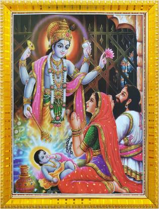 koshtak Shri Krishn Avatar Lord Krishna Birth Vishnu Blessing Devki Vasudev Religious Frame