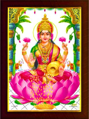 Exello Exello Sri Maha Lakshmi Devi Dhana Vaibhav Photo Frame (White) wall hanging Religious Frame