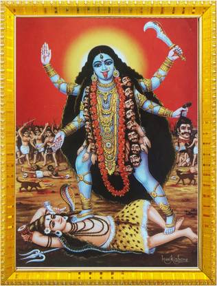 koshtak Goddess Kali/Maa Kali/Mahakali Maa Standing On Shiva/Shiv Ji War/Fighting Religious Frame