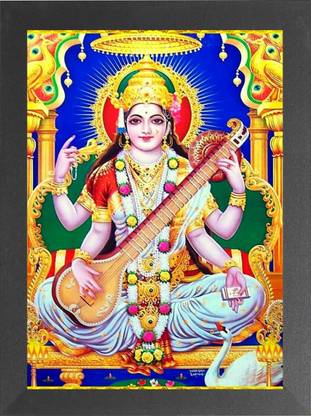 Nuoshopping Maa Saraswati/Saraswati mata/hanswahini/vinadharni / Saraswati Devi Maa Religious Frame