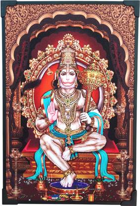 SujArta Lord Hanuman / Anjaneya Photo, Premium (Medium Size) 12 * 8 Inch & 8 mm MDF Back Religious Frame
