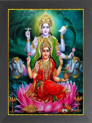 Nuoshopping Laxmi Mata For Diwali Pooja, laxmi mata devi, MAA LAXMI, DHAN LAXMI,(8.5X11)A4 Religious Frame