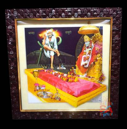 S A Gifts Shirdi Sai Baba Beautiful 5D Photo Frame for Home Office Decor & Gift(8x8 inch) Religious Frame