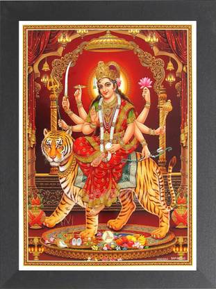 DECORPRINT DESIGN Durga Maa Nav Roop Photo Frame,Durga Maa Photo Frame ,Durga Maa Painting A4 Religious Frame