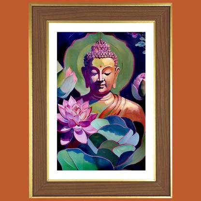 HitechMart Buddha in calmness state Photo Frame 10x14 Inches Religious Frame