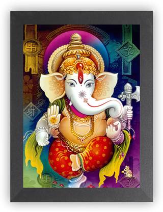 DECORPRINT DESIGN Goddess Ganesh HD Photo Frame, Ganesh Painting, ganesh photo frame Religious Frame